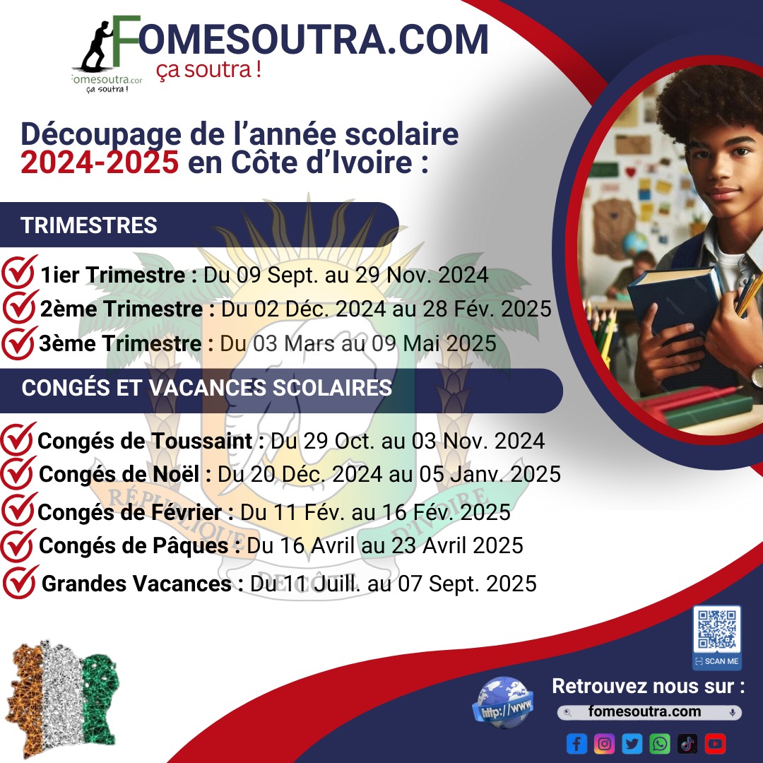 Découpage de l'année scolaire 2024-2025 en Côte d'Ivoire