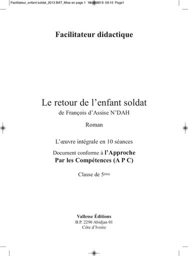 Faciliateur LE RETOUR DE L'ENFANT SOLDAT by Tehua