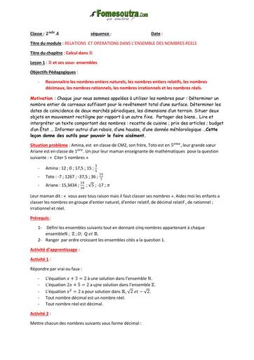 Cours MATHS 2nde A FORMAT APC RCI 2025 by TEHUA