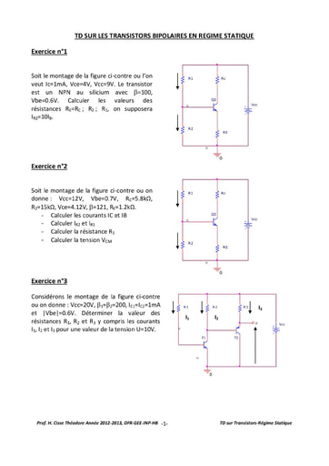 TD (4) Transistors bipolaires en régime statique