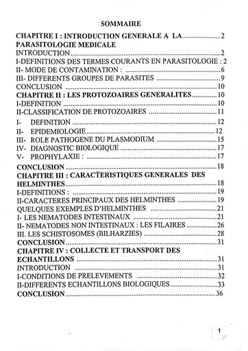 Cours PARASITOLOGIE By TEHUA