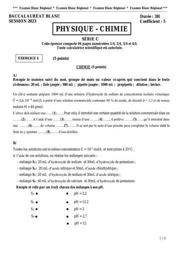 Physique Chimie BAC C blanc by Tehua