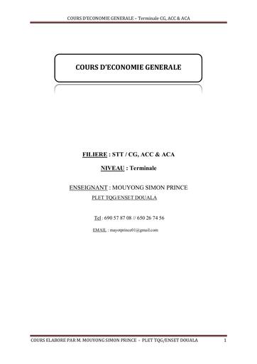 COURS ECONOMIE GENERALE TLE STT by Tehua