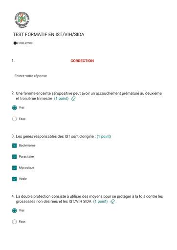 INFAS TEST FORMATIF EN IST VIH SIDA BY TEHUA