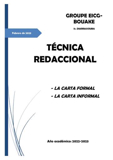 TECHNIQUE DE REDACTION (TECNICA REDACCIONAL) Espagnol By Ludov Ta'n