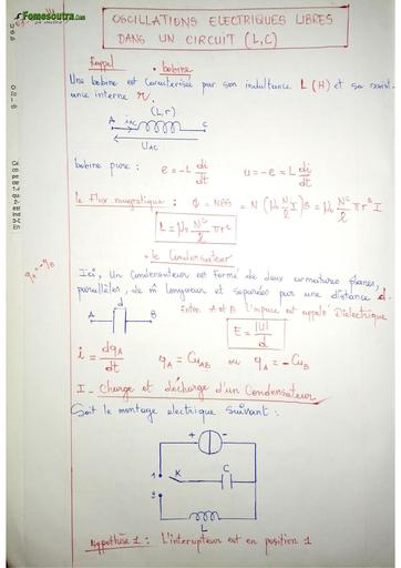 Cours manuscrit Physique LC et RLC by Tehua