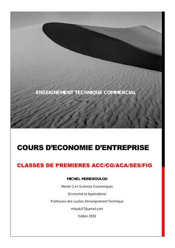 Cours economie d'entreprise EOE 1ere AC by Tehua