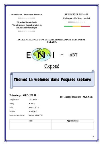 Expose La violence dans l’espace scolaire by Tehua