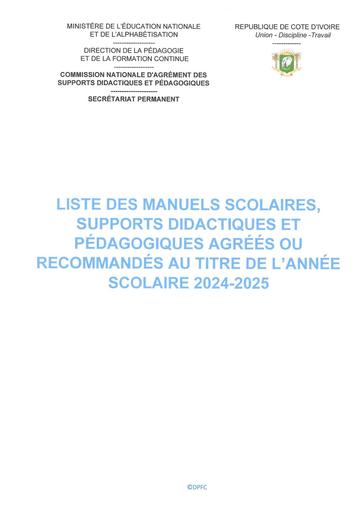 Liste des manuels et supports didactiques agréés ou recommandés 2024 2025 by Tehua