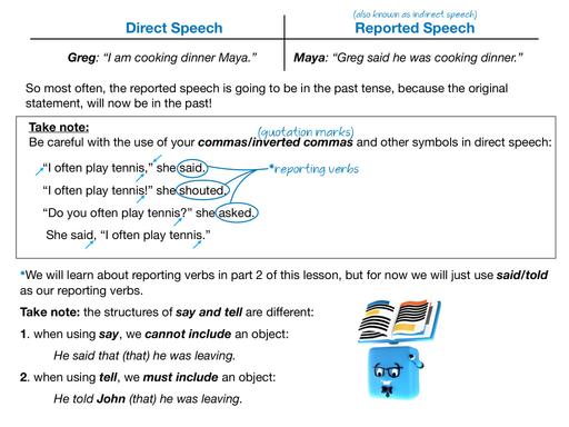 Cours B Lesson Reported Speech by Tehua