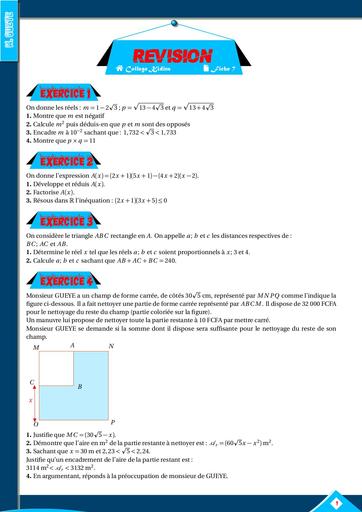 Revision fiche 7 Maths 3ieme by Tehua