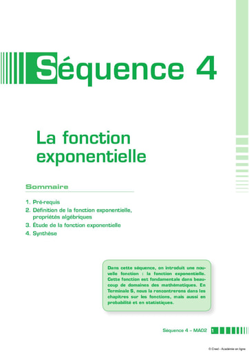 La fonction Exponentielle - Sequence 04