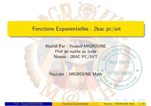 Fonctions Exponentielles   PC SVT(SE)