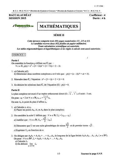 Bac d maths 2015 by TEHUA
