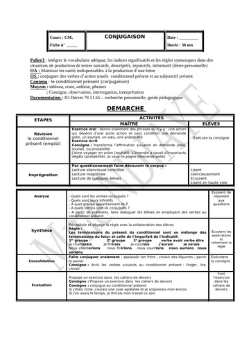 Fiche de cours CM conditionnel des verbes by Tehua