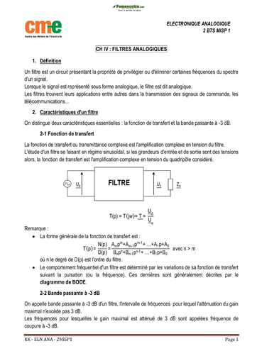 Filtres Analogiques, PDF, Filtre (électronique)