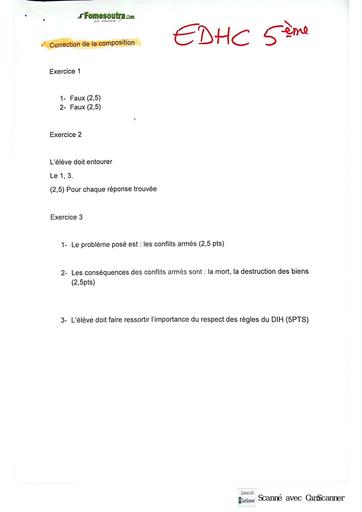 Composition generale Decembre 2024 UP 13 ADAMA SANOGO BAREME EDHC 5ieme by Tehua