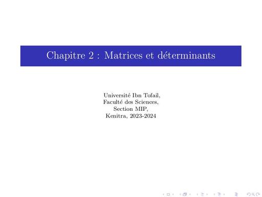 Sup Chapitre 2 Matrices et Determinants 3 by Tehua