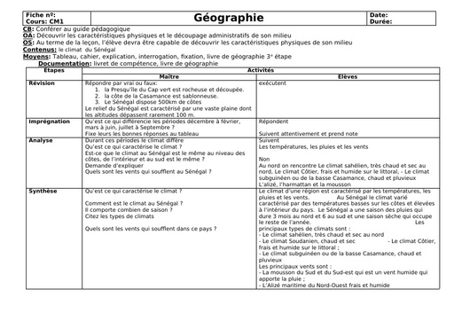 Fiche de cours géographie le climat by Tehua