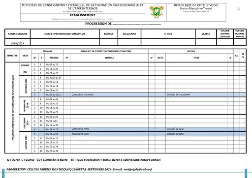 CANEVAS PROGRESSION ENSEIGNEMENT TECHNIQUE (DPDP) VIERGE 2024 2025 by Tehua