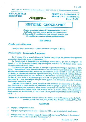 Bac a b c d histoire Geographie 2015 by TEHUA