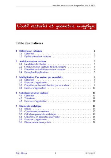 Cours de Maths outils de vecteurs geo analytique by Tehua