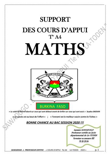 Support de cours Maths Tle A4 BF
