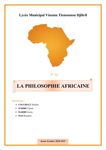 Exposé La philosophie Africaine by Tehua