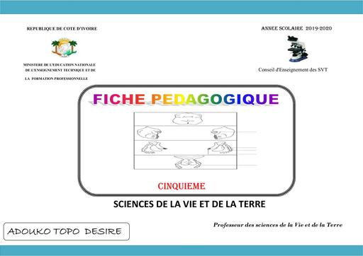 Fiche pedagogique SVT 5eme 2019 2020 by Tehua