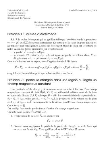 Solution TD3 Mécanique de point 2014 2015 by TEHUA