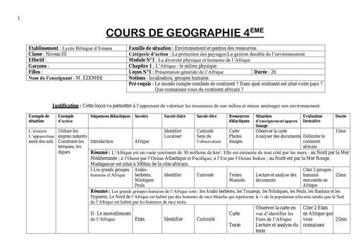 COURS DE GEOGRAPHIE 4eme by Tehua