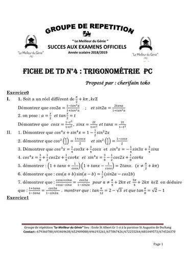 Fiche trigonométrie by Tehua
