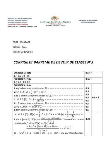 ATADE BARREME Devoir de maths Tle D4 by Tehua