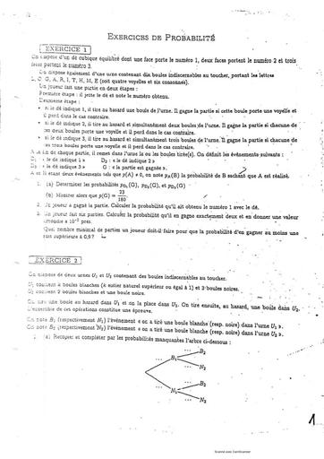 EXERCICE DE PROBABILITE Tle D by Tehua