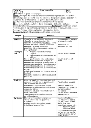 Fiche de cours CM EdHc Vivre Ensemble by Tehua