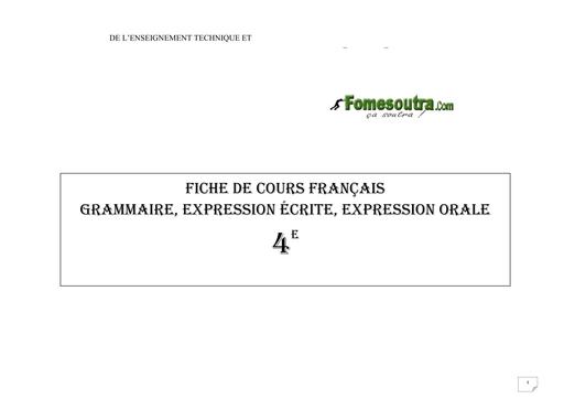 Fiche de leçon 4e APC français 1er cycle by TEHUA