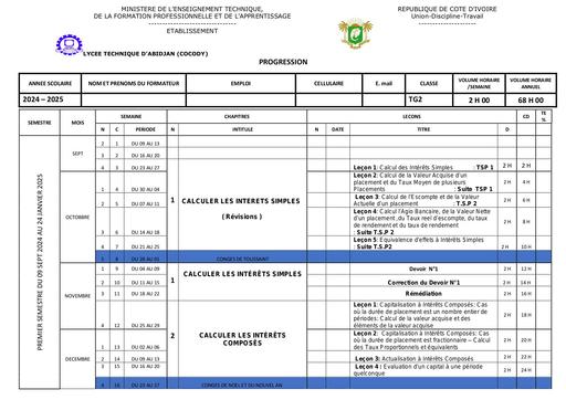 PROGRESSIONS MATHS FINANC Tle G2 CONSEIL D'ENSEIGNEMENT by Tehua