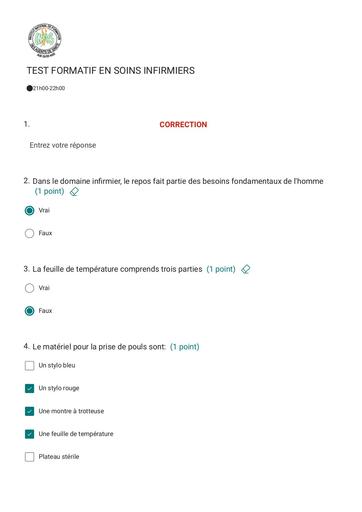 INFAS TEST FORMATIF EN SOINS INFIRMIERS BY TEHUA