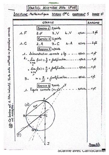 Composition generale Decembre 2024 UP 5 BAREME MATHS 1iere C by Tehua