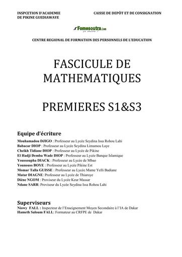 FASCICULE MATHS 1iere CD BY TEHUA