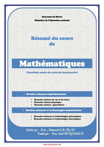 Résumé de Cours Mathématique 2BAC by Tehua