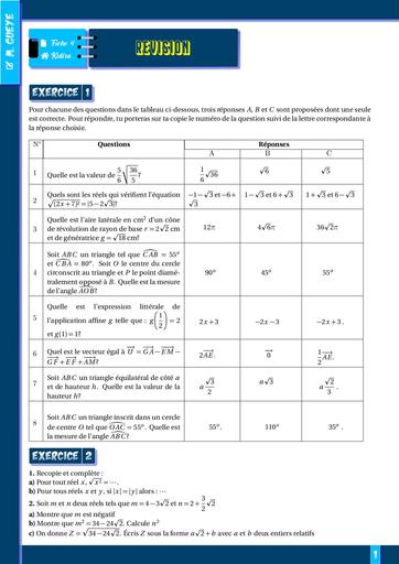 Revision fiche 4 Maths 3ieme by Tehua