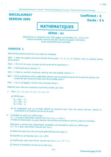 Bac a1 math 2006 S1 by TEHUA