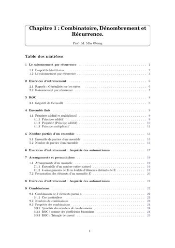 Maths Sup chapitre1 recurrence combinatoire et denombrement by Tehua