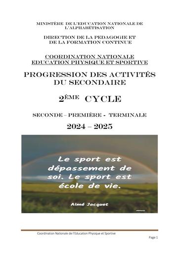 PROGRESSION ANNUELLE EPS 2nd CYCLE 2024 2025 by Tehua