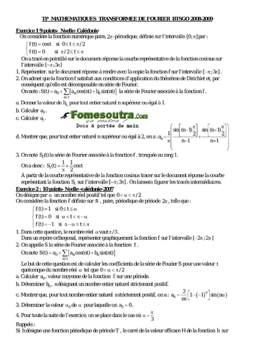 TP corrigé (1) Transformée de Fourier Maths BTS GO