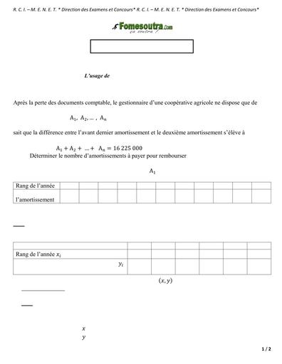 SUJET MATHS SERIE G2 BAC SESSION 2020 RCI by TEHUA