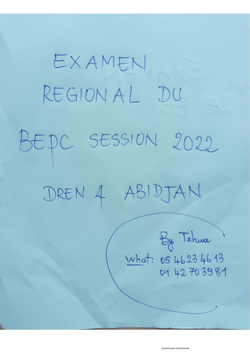 Examen régional du Bepc 2022 Abidjan Dren 4