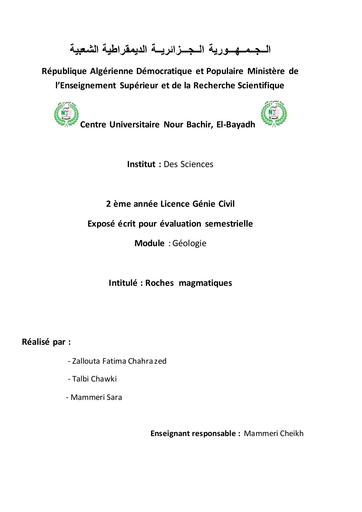 Exposé Geologie Licence 1 by Tehua