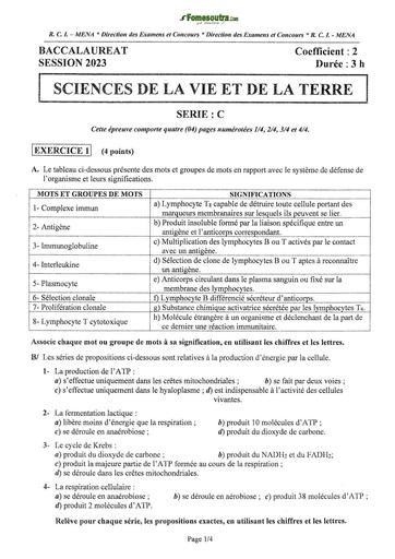 SUJET+BAREME BAC 2023 SERIE C by TEHUA